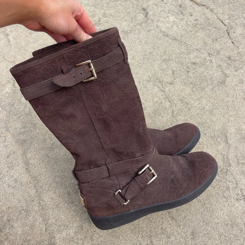 COACH Brown Gold Buckle Moto Vintage Boot - Picture 8 of 8